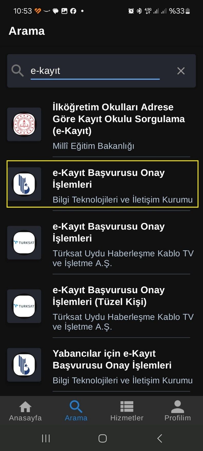 e-Devlet e-Kayıt Başvurusu Onay İşlemleri