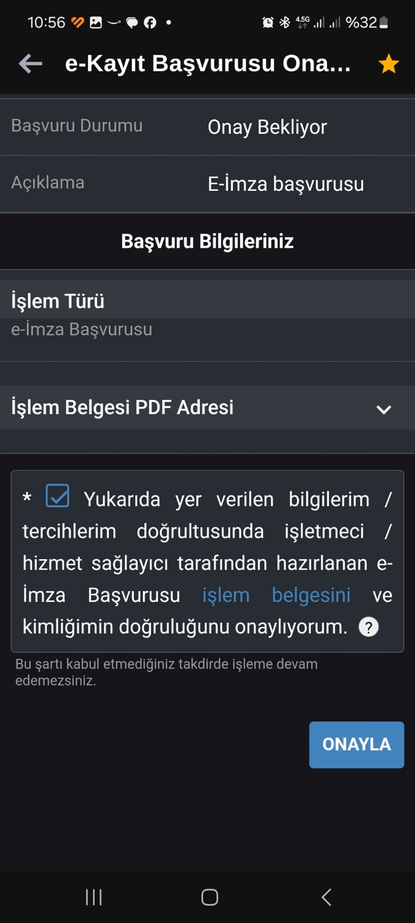 Onay seçeneği
