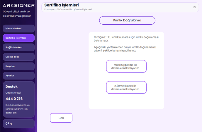 e-Devlet Kapısı ile devam etme